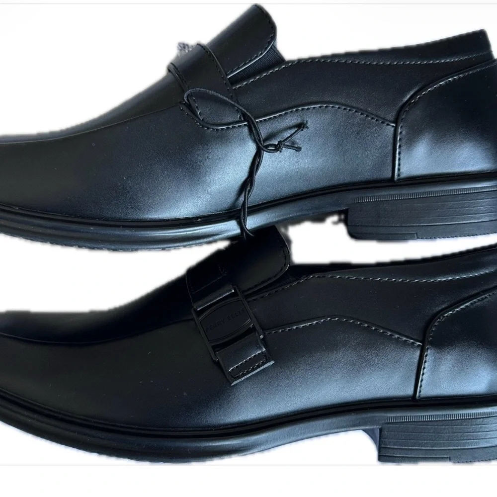 👞 Perry Ellis Drexler II Men’s 10.5 Wide Black Dress Shoes NWT